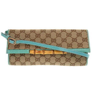 Gucci Bamboo GG canvas blue beige shoulder bag